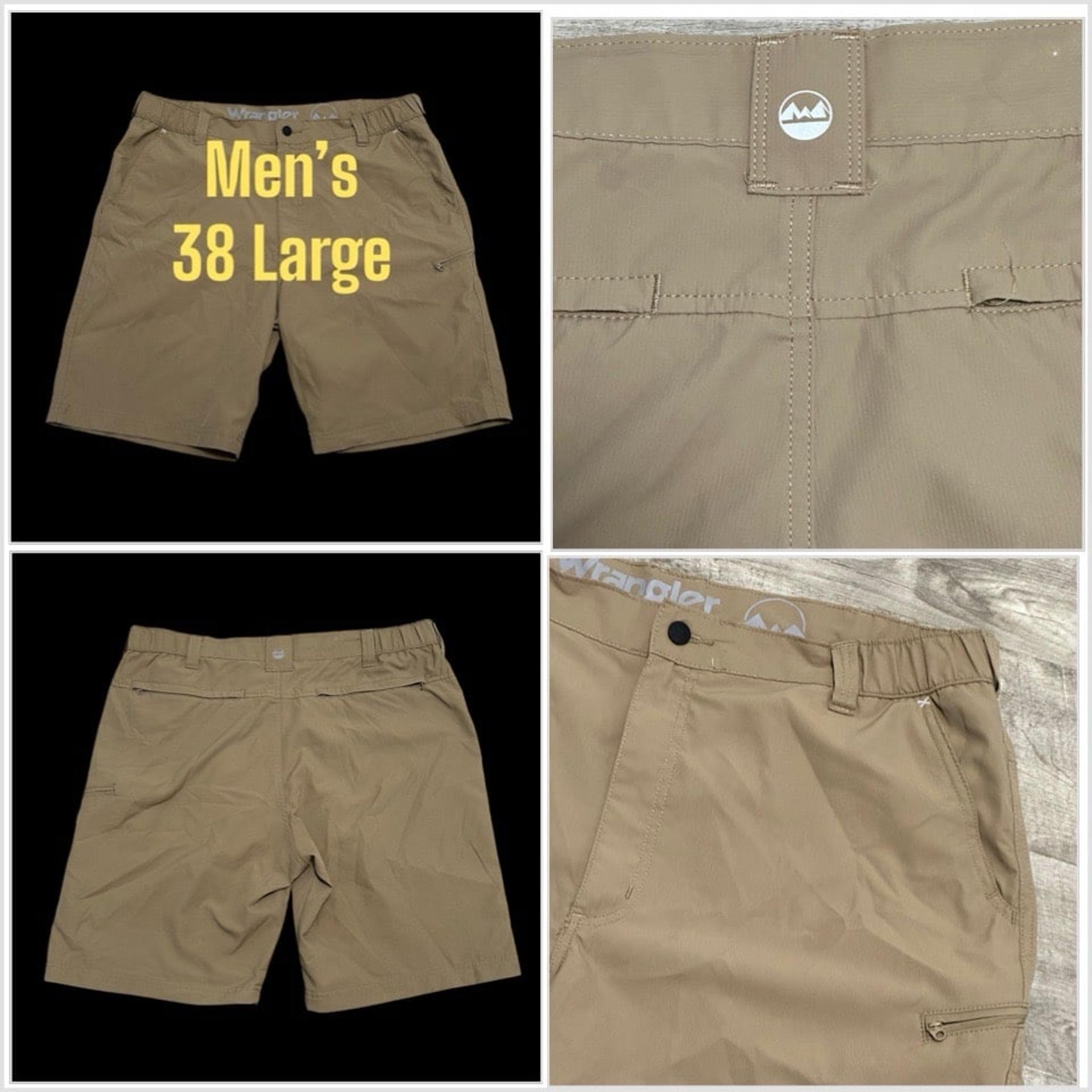 Men's Wrangler 38 Large Cargo Hiking Camping Shorts Khaki Casual Durable Stretch