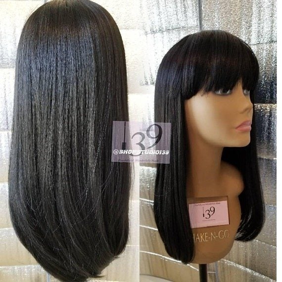 Sexy blk human hair wig with bangs