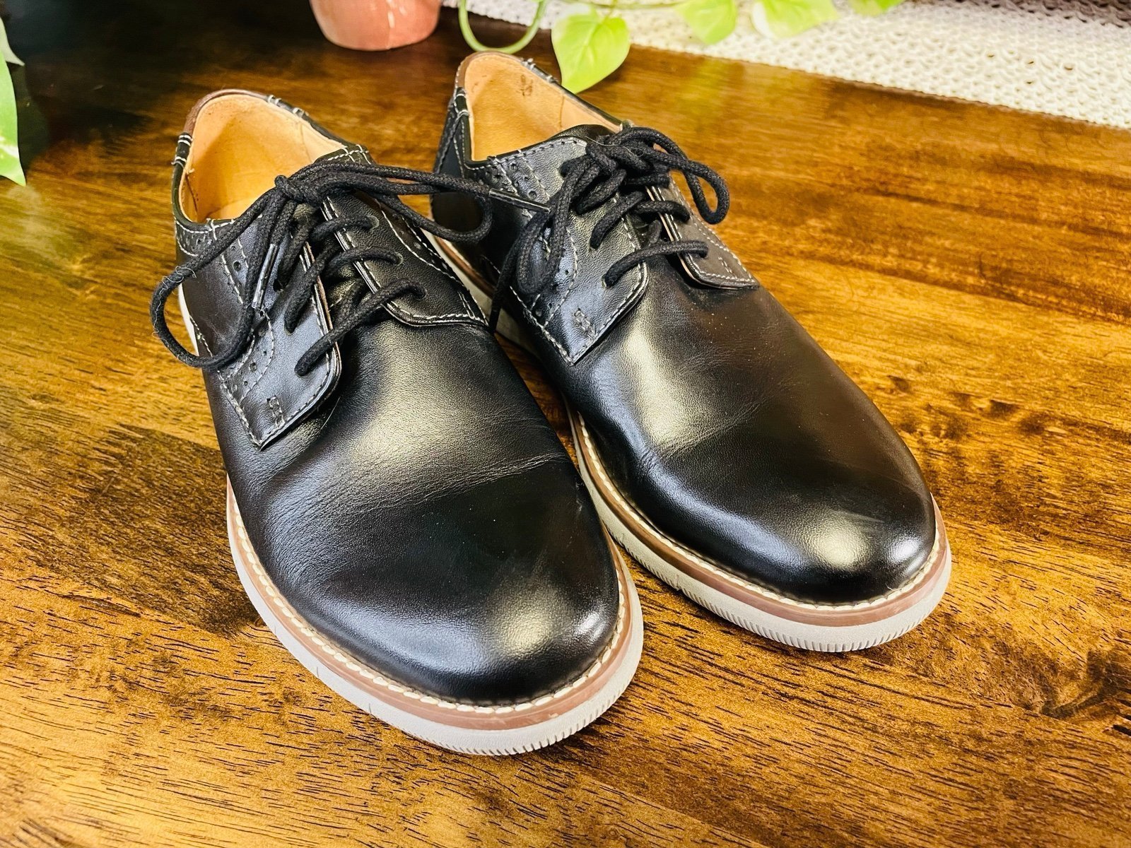 Boys Johnston & Murphy Black Oxford Dress Shoes Size 1