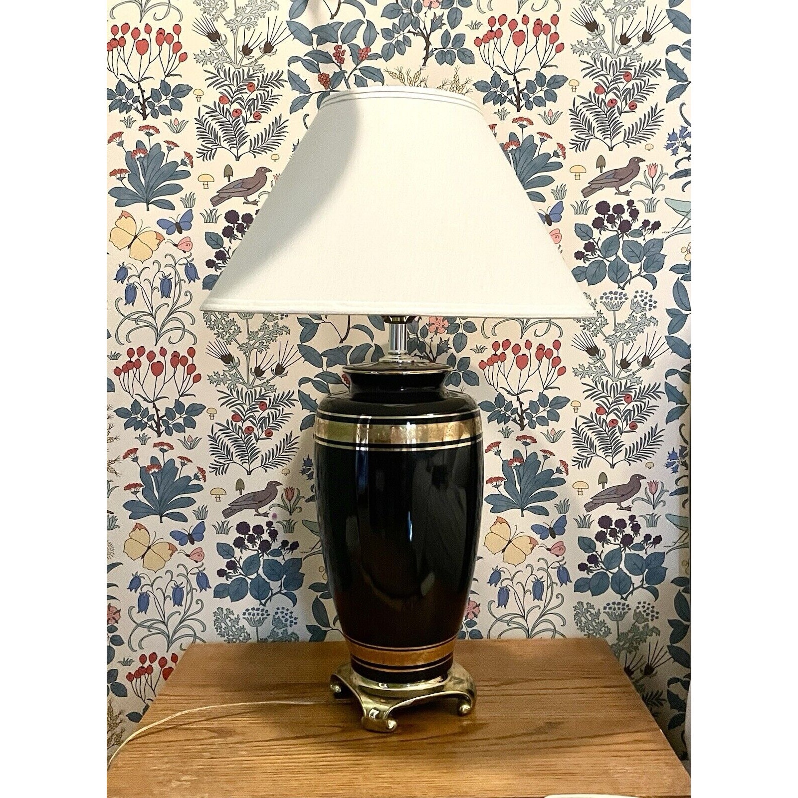 Vintage black and gold Asian style ceramic lamps