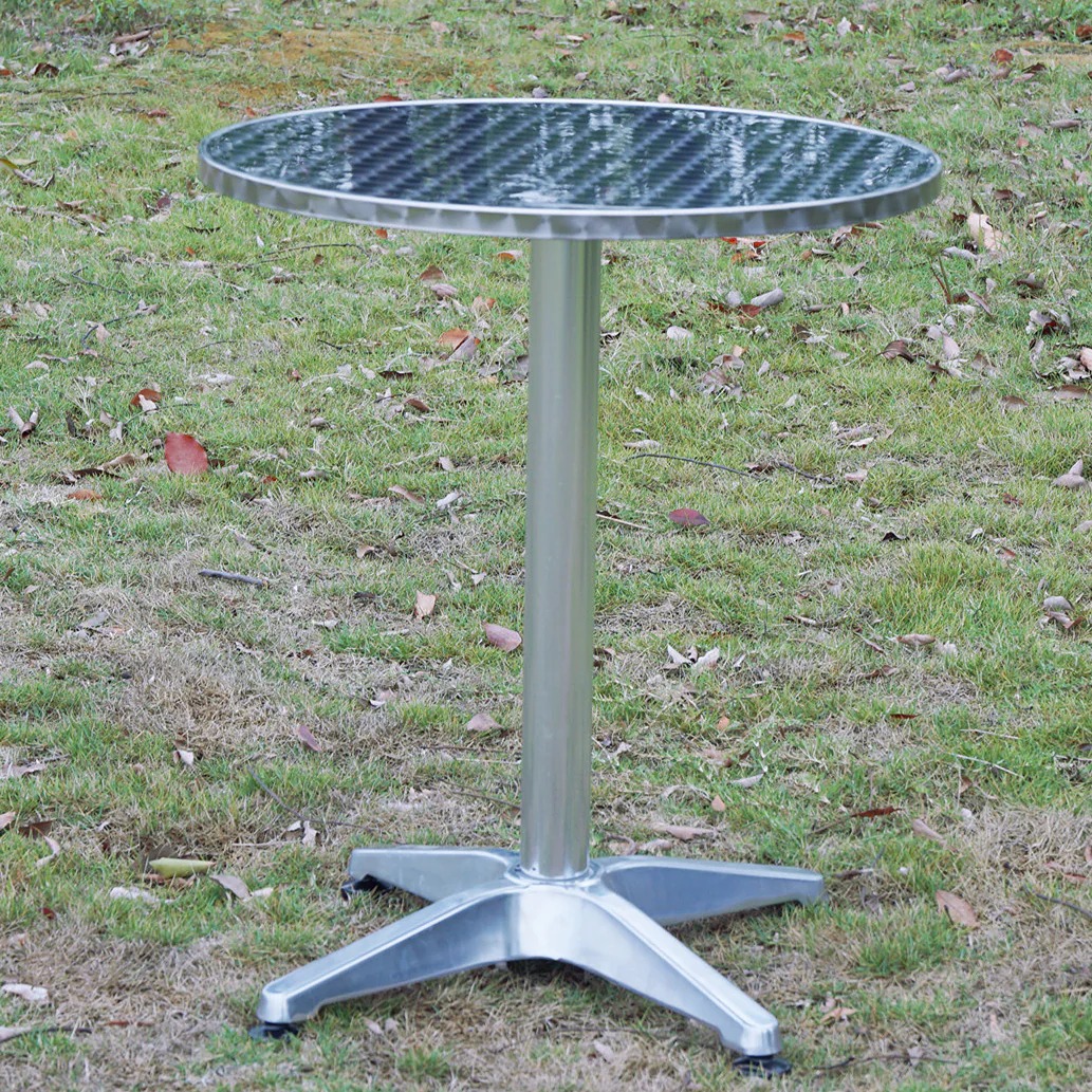 Indoor Outdoor 27.5 Round Restaurant Table Stainless Steel Silver Aluminum