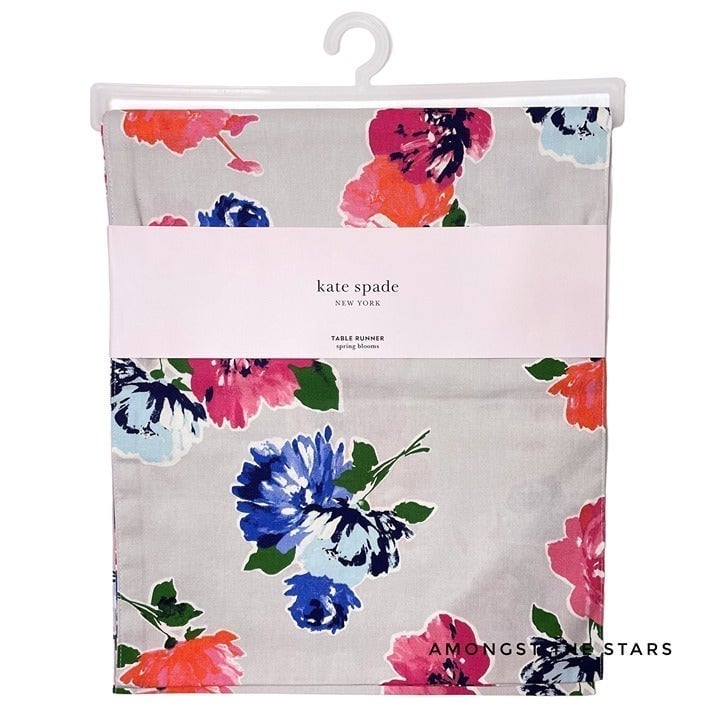 Kate Spade New York Spring Blooms Floral Print Grey 90 Table Runner