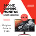 Acer KG251Q 24.5” FULL HD 240 HZ HDMI DP FREESYNC LED GAMING MONITOR