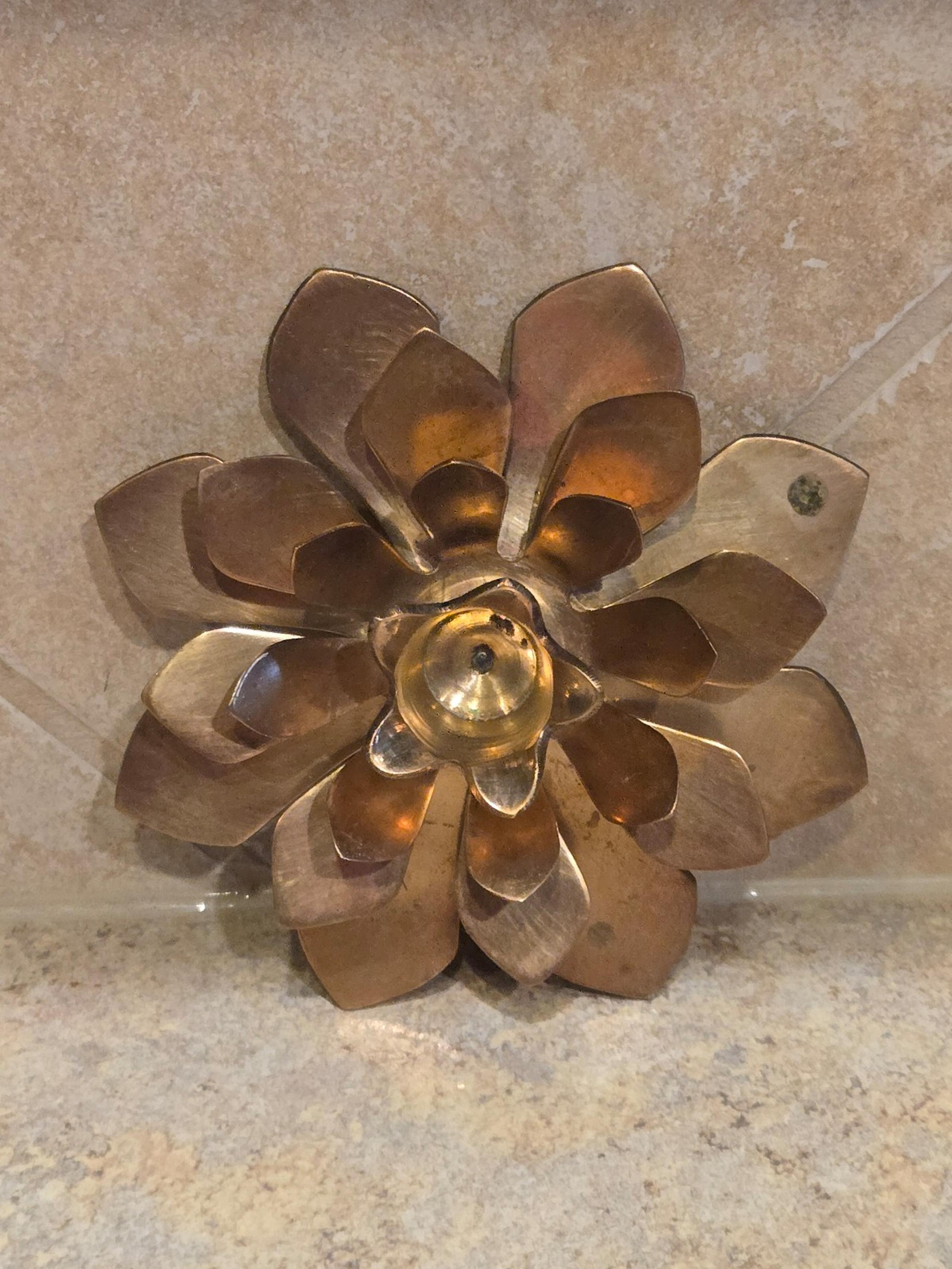 Vintage Solid Brass Flower Candle Holder