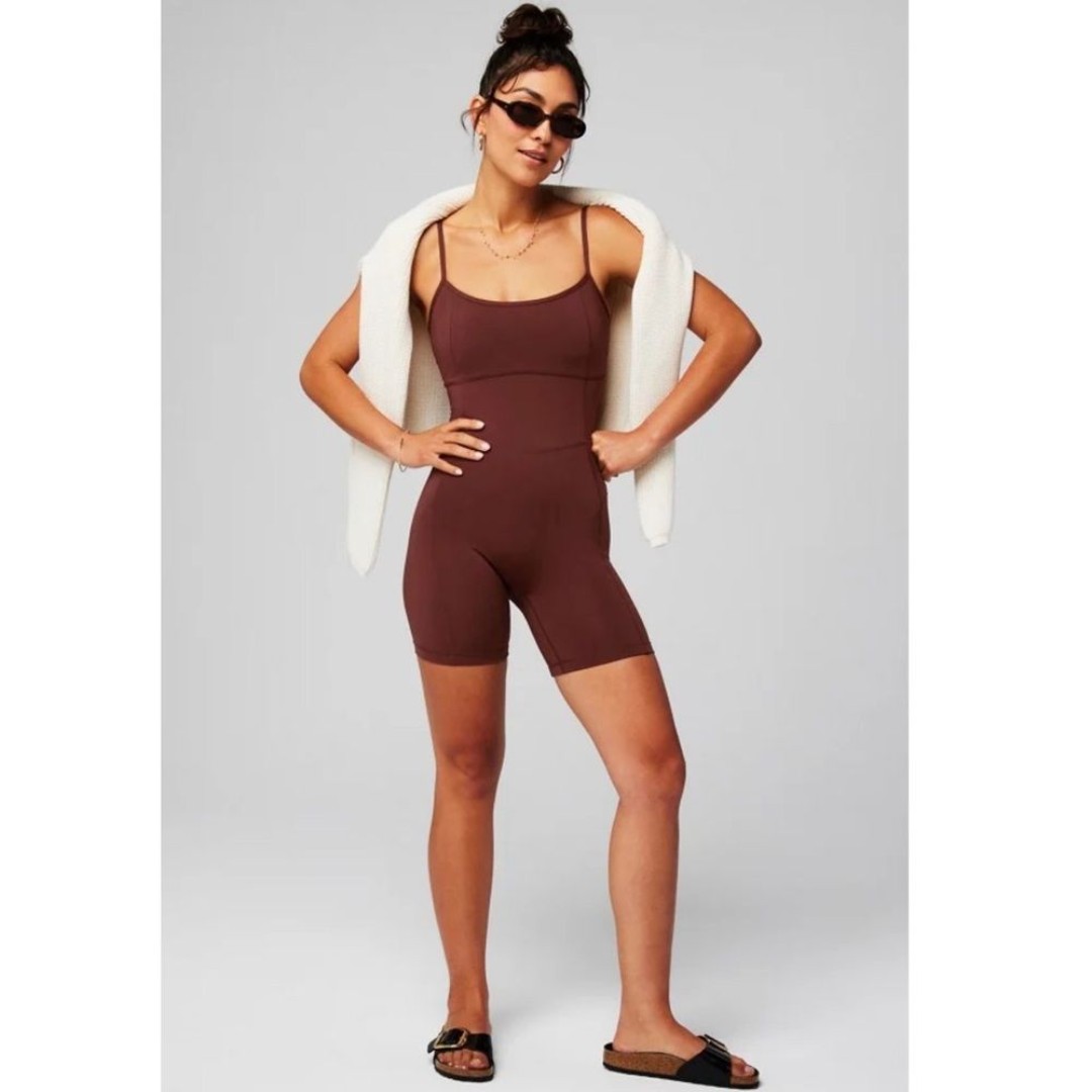 New Fabletics Motion365+ Short Jumpsuit in Sepia Brown Large