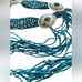 BOHO Leather Southwestern Fringe Belt Oval Concho Turquoise Teal Silver Tone 58”