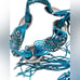 BOHO Leather Southwestern Fringe Belt Oval Concho Turquoise Teal Silver Tone 58”