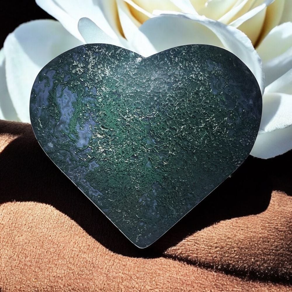 Moss Agate Crystal Heart (#16)
