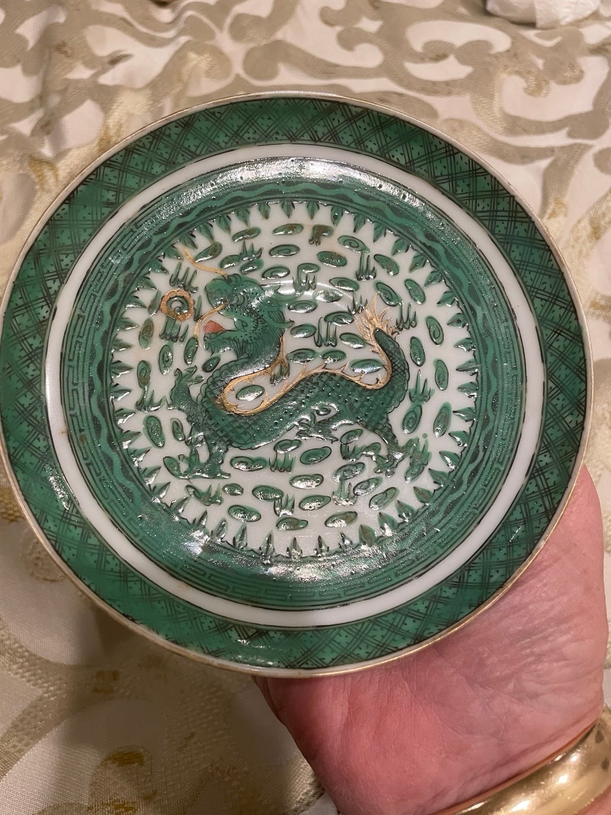Famille Verte with dragon hand painted Chinese plate(s)