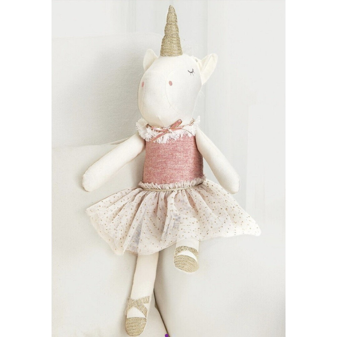 Mud Pie 16 Linen Ballet Tutu Unicorn Doll Ivory Girls Nursery Decor Gift 2017