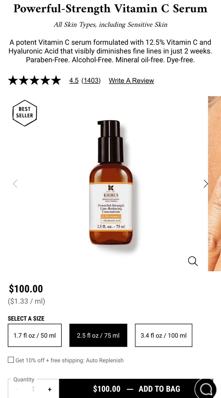Kiehl’s Powerful strength line reducing concentrate 2.5oz