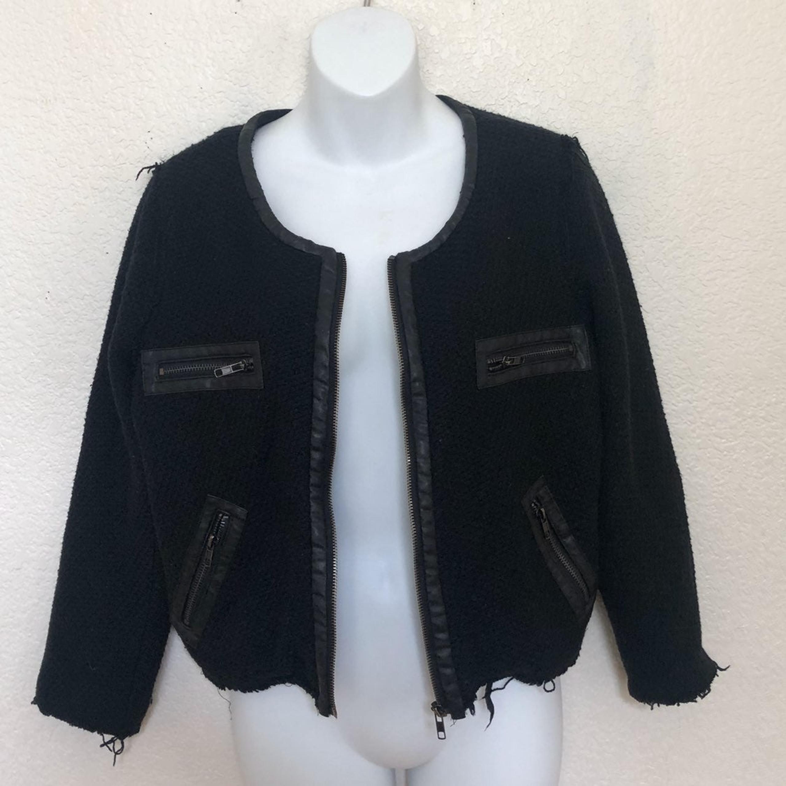 Bycorpus Black Tweed Fray Zipper Jacket - Urban Outfitters