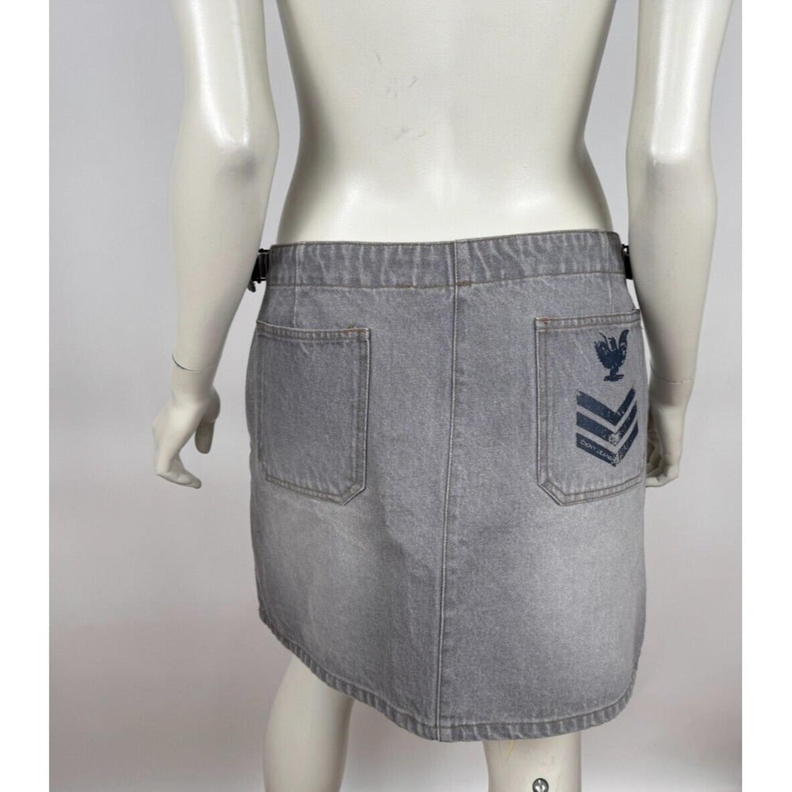 DKNY Jean Y2K  Denim Mini Skirt Women 14 NWT Adj Waist Zip Closure Cotton Pocket