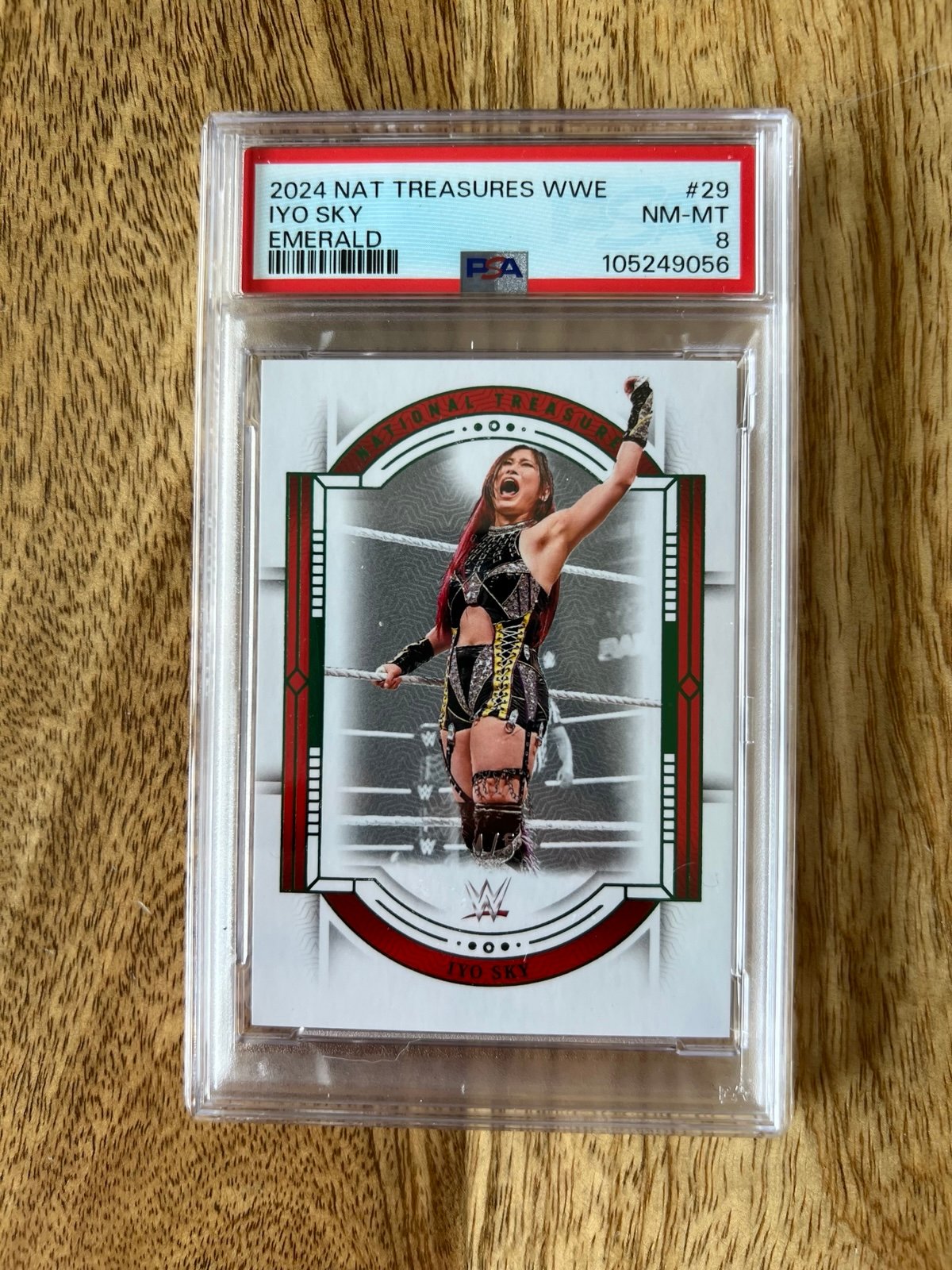 2024 Panini National Treasures WWE Iyo Sky Emerald #/5 PSA 8
