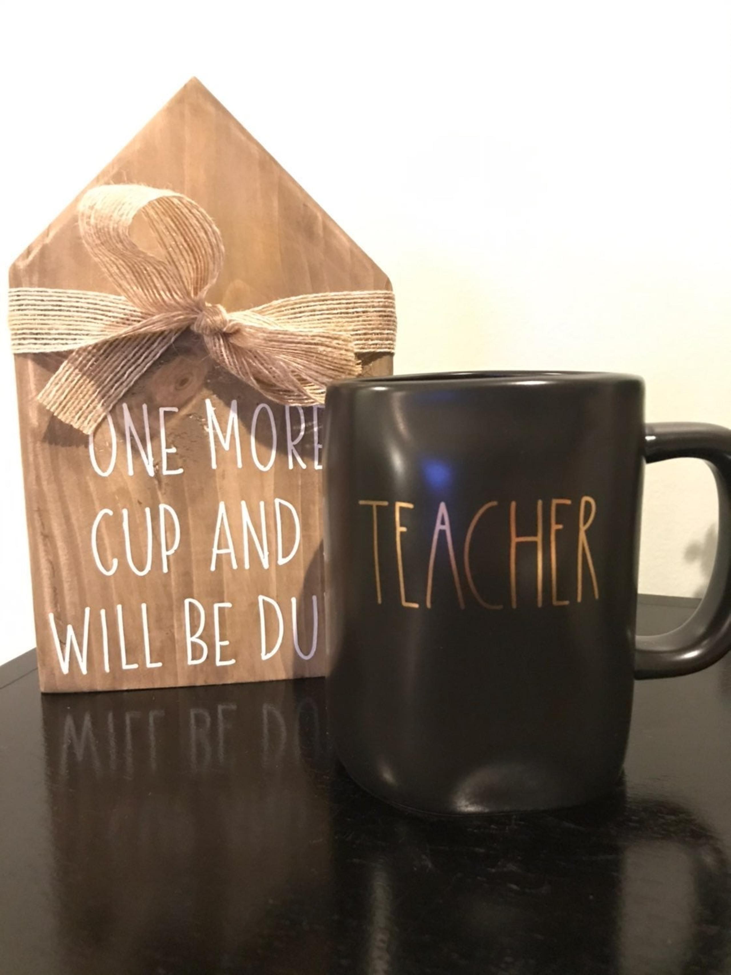 Rae Dunn Teacher Coffee Mug Black & Gold Tea Cup Teacher Gift