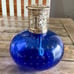 Lampe Avenue Fragrance Oil Lamp Cobalt Blue Glass Embedded Bubbles Silver Top