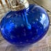 Lampe Avenue Fragrance Oil Lamp Cobalt Blue Glass Embedded Bubbles Silver Top