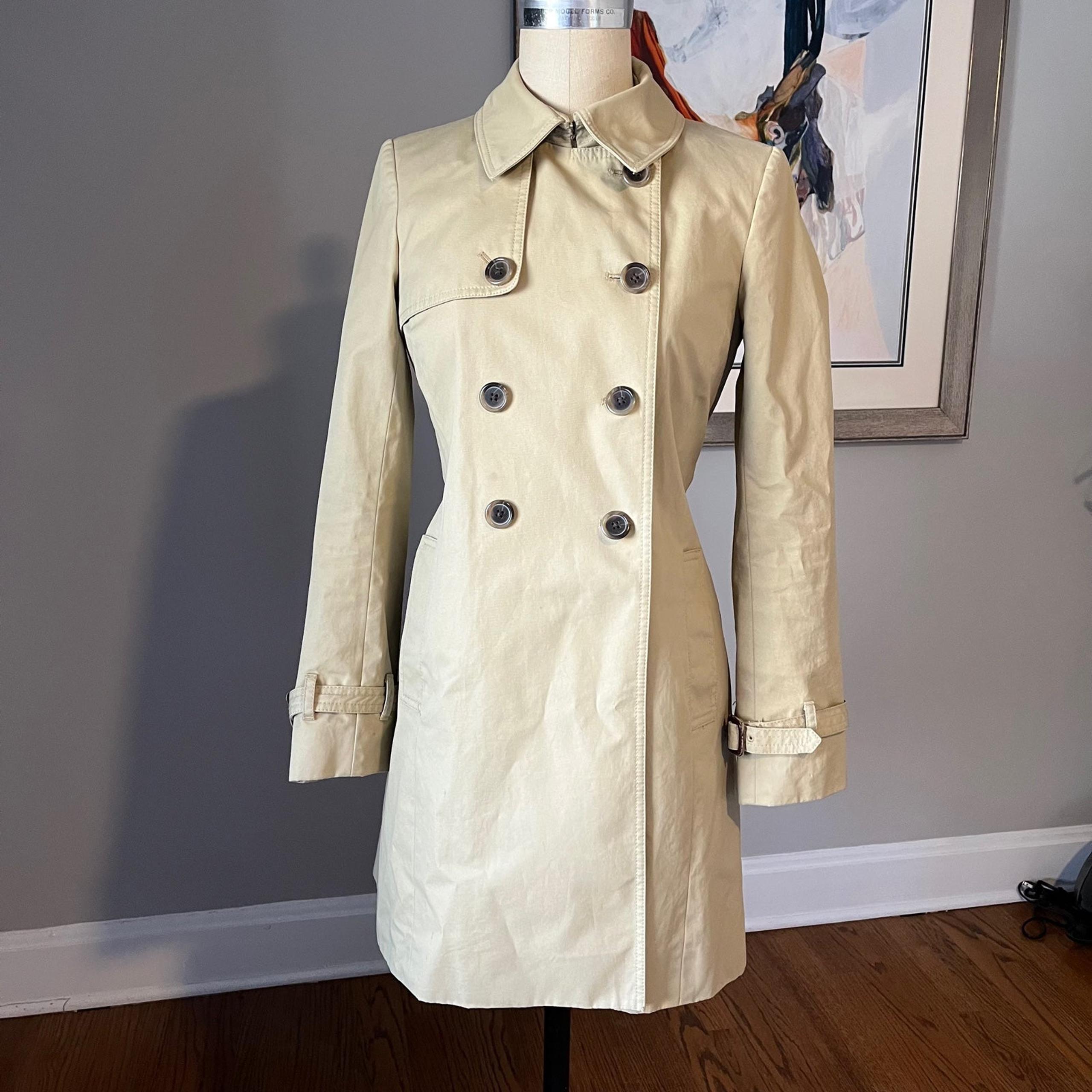 J Crew COLLECTION Icon Trench Coat Jacket Light Khaki Sz 2 Women’s