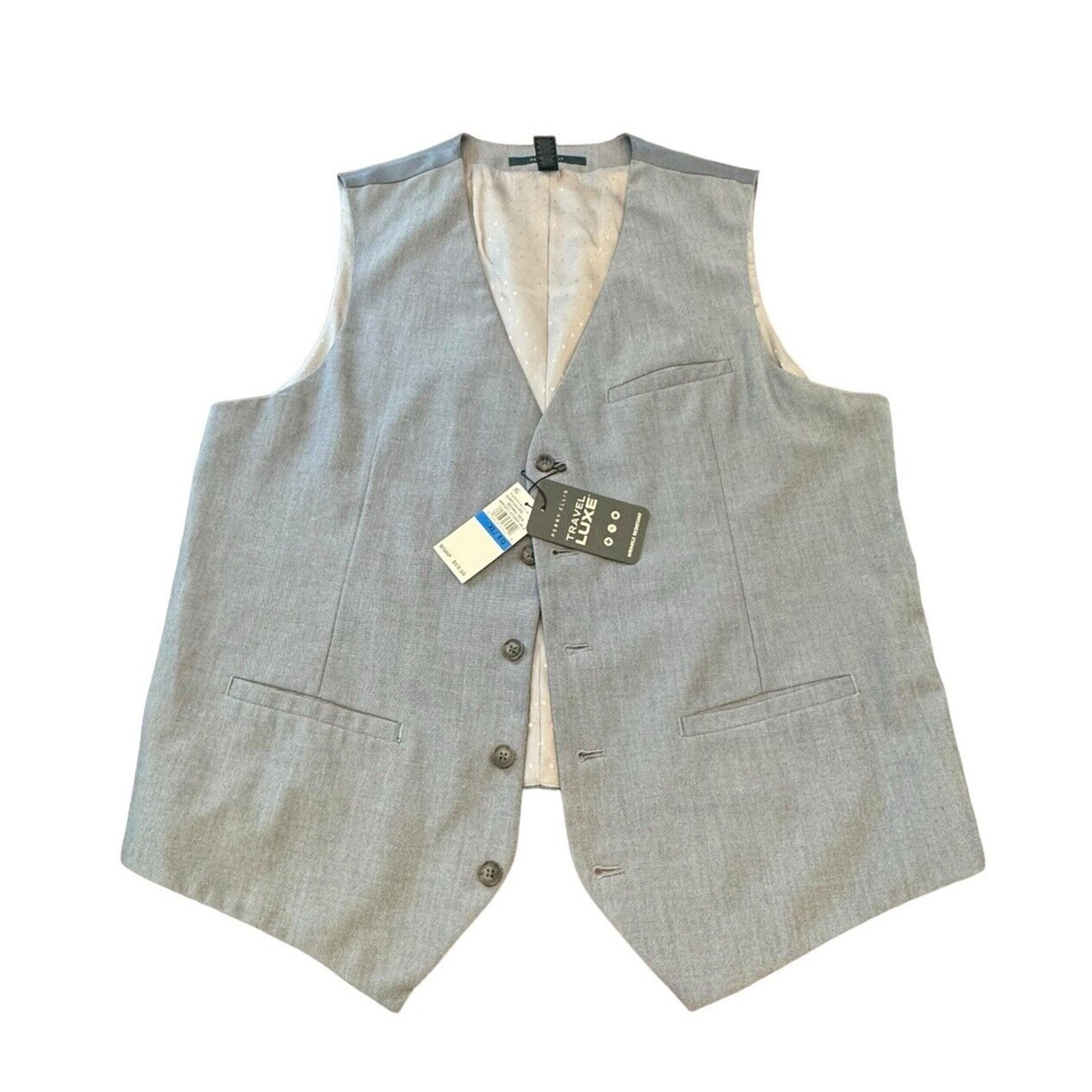 Men's XL Travel Luxe Suit Vest Gray NWT Beach Wedding Formal Dressy - Perry Ellis