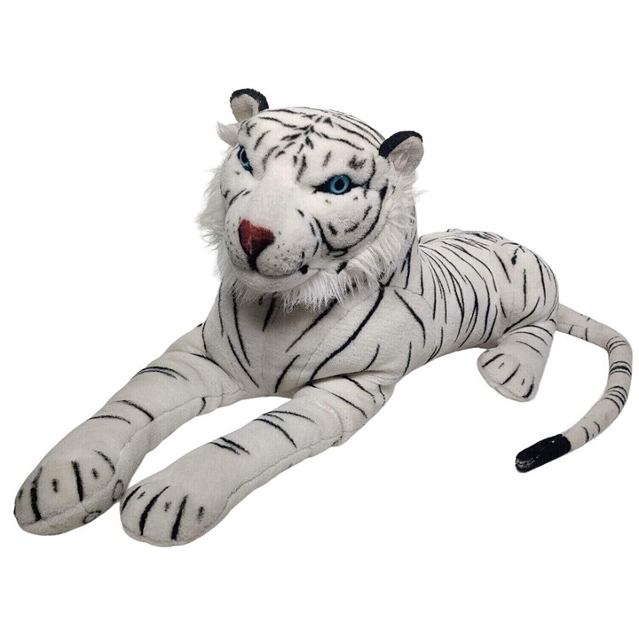 King Plush Jumbo Tiger Plush Animal Realisti White Bengal Stuffed Toy Pillow 76"