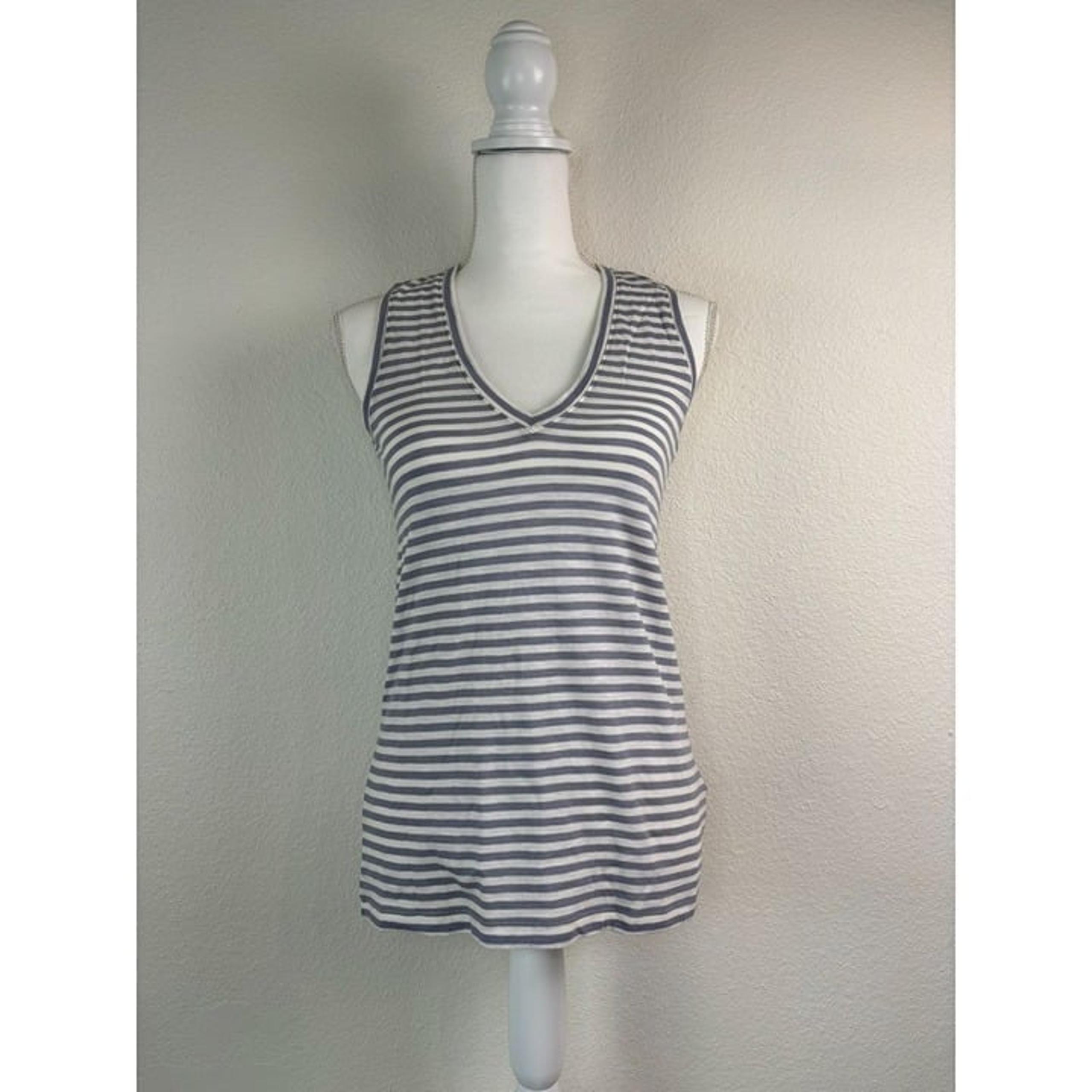 Madewell women's XS purple white striped v-neck casual tank top 100% cotton
