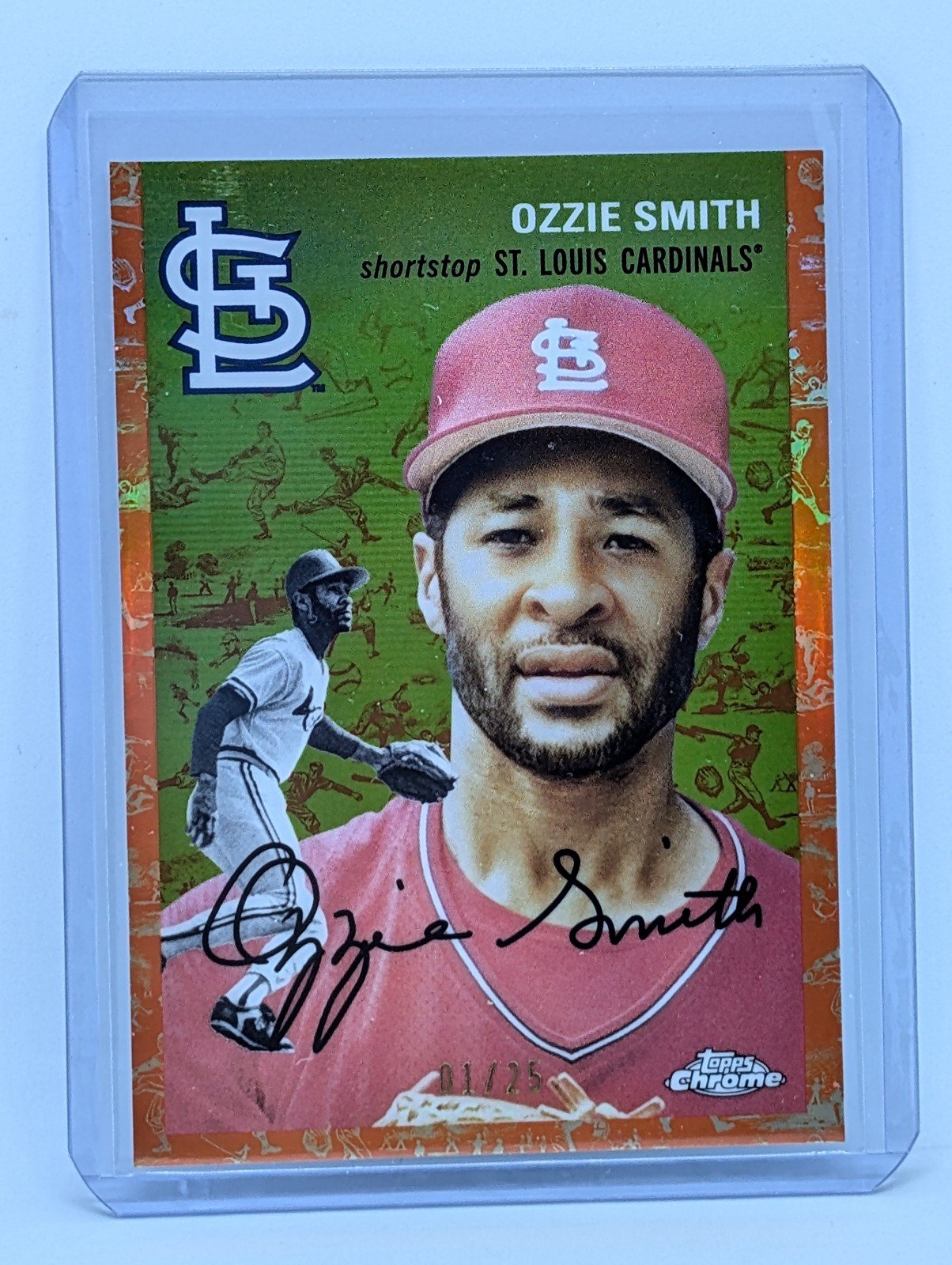 OZZIE SMITH 1/25 2023 Topps Chrome Platinum Anniversary Orange Toile Refractor