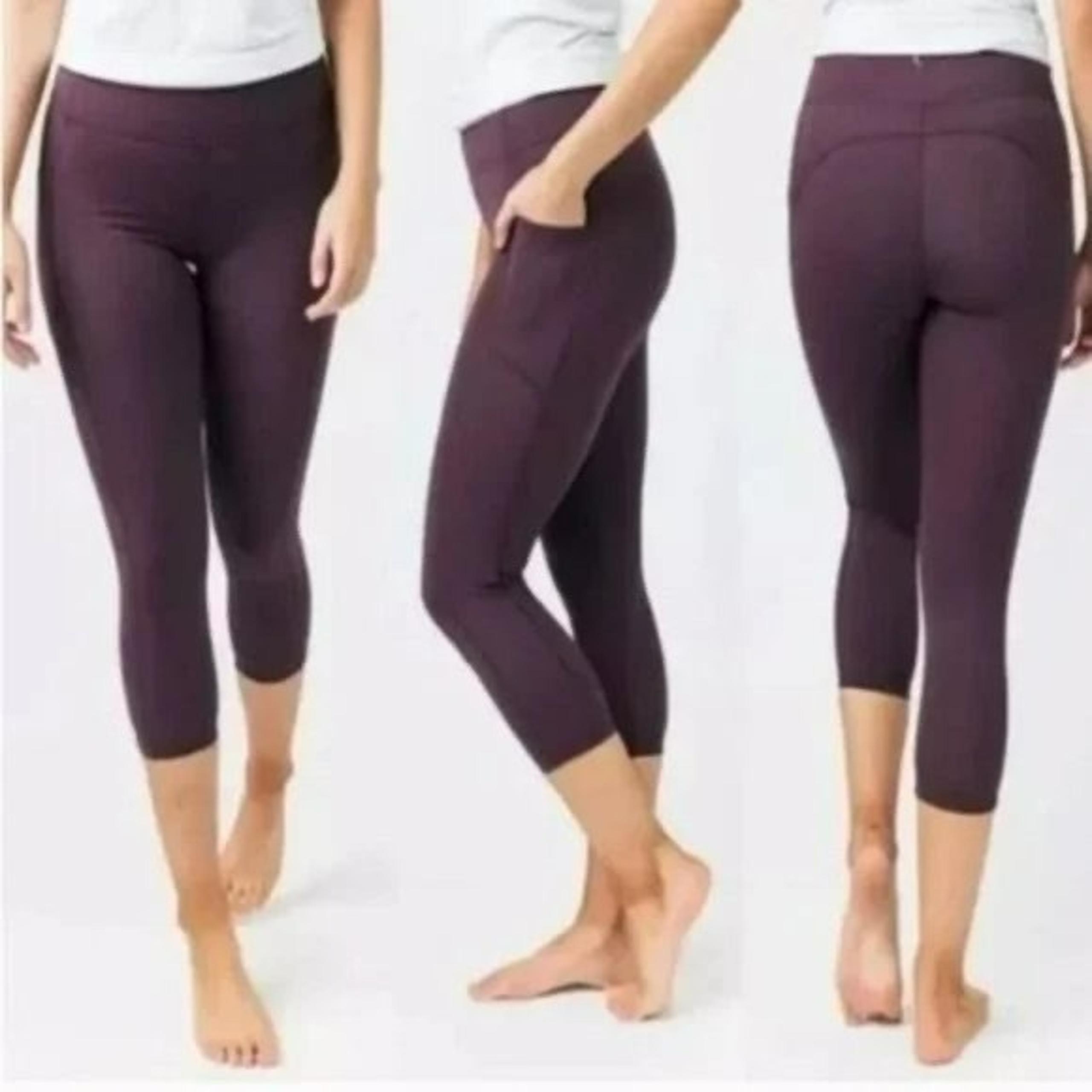 New Zyia Active Brilliant Pocket High Waisted Capri Crop Plum Purple Size 6-8