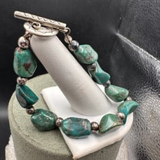 Vintage Sterling Shube’s Dakota West Turquoise Nugget native style Bracelet