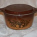 Pyrex Ovenware #473 w/lid, Brown Old Orchard Fruit - 1 Qt. Casserole
