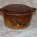 Pyrex Ovenware #473 w/lid, Brown Old Orchard Fruit - 1 Qt. Casserole