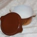 Pyrex Ovenware #473 w/lid, Brown Old Orchard Fruit - 1 Qt. Casserole