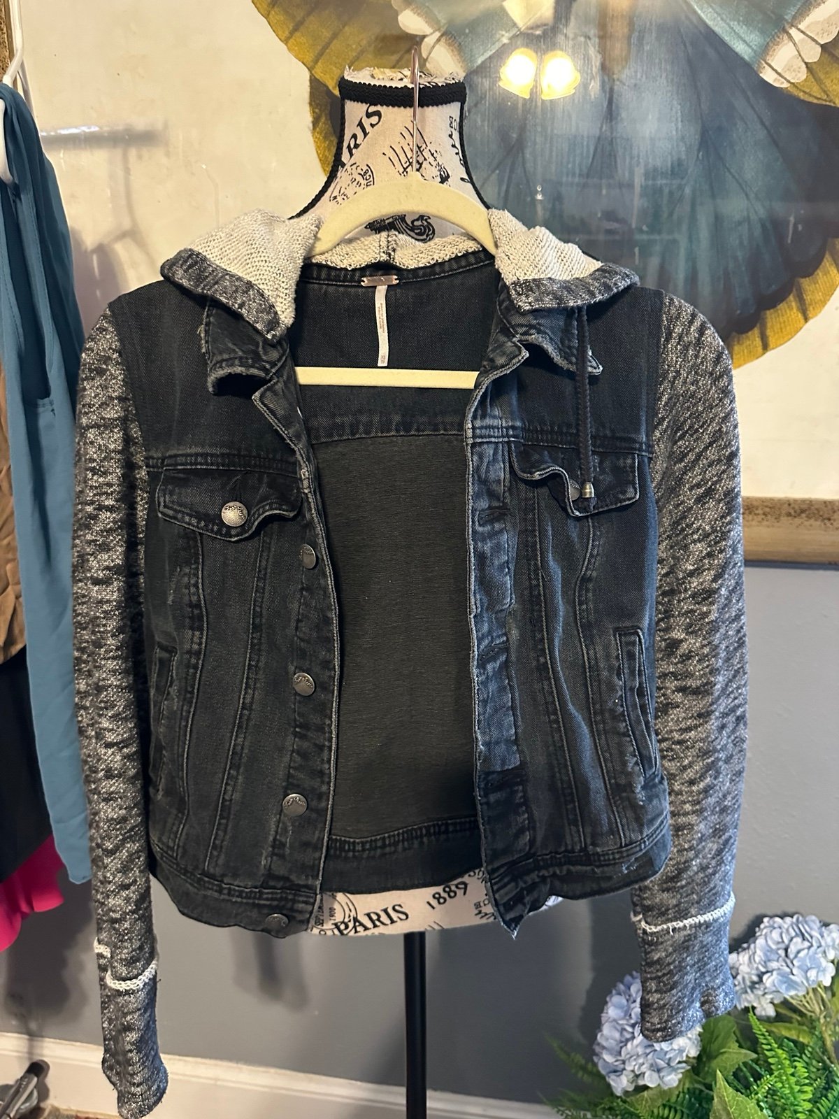 Free people distressed denim jacket