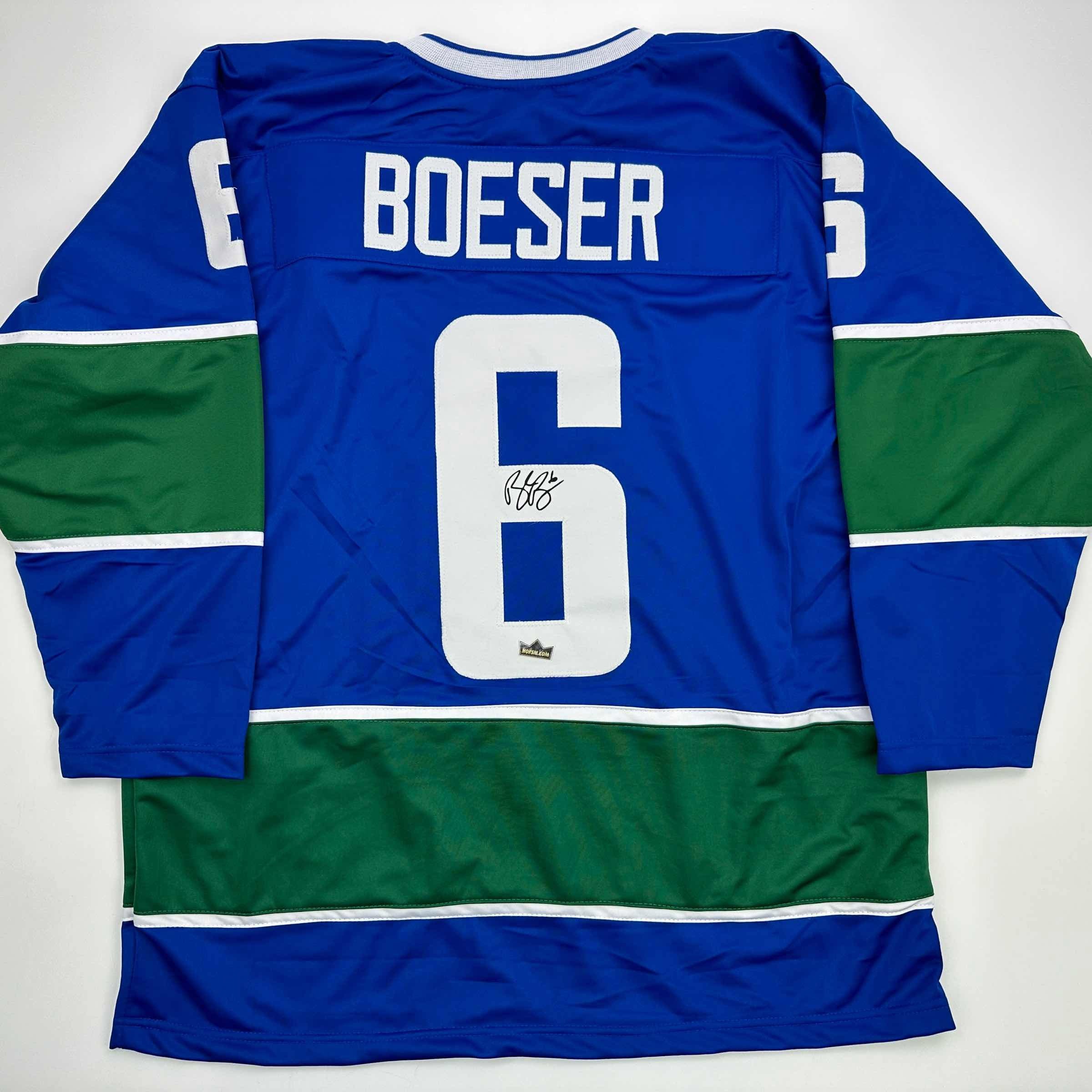Facsimile Autographed Brock Boeser Vancouver Blue Auto Jersey Size Men's XL