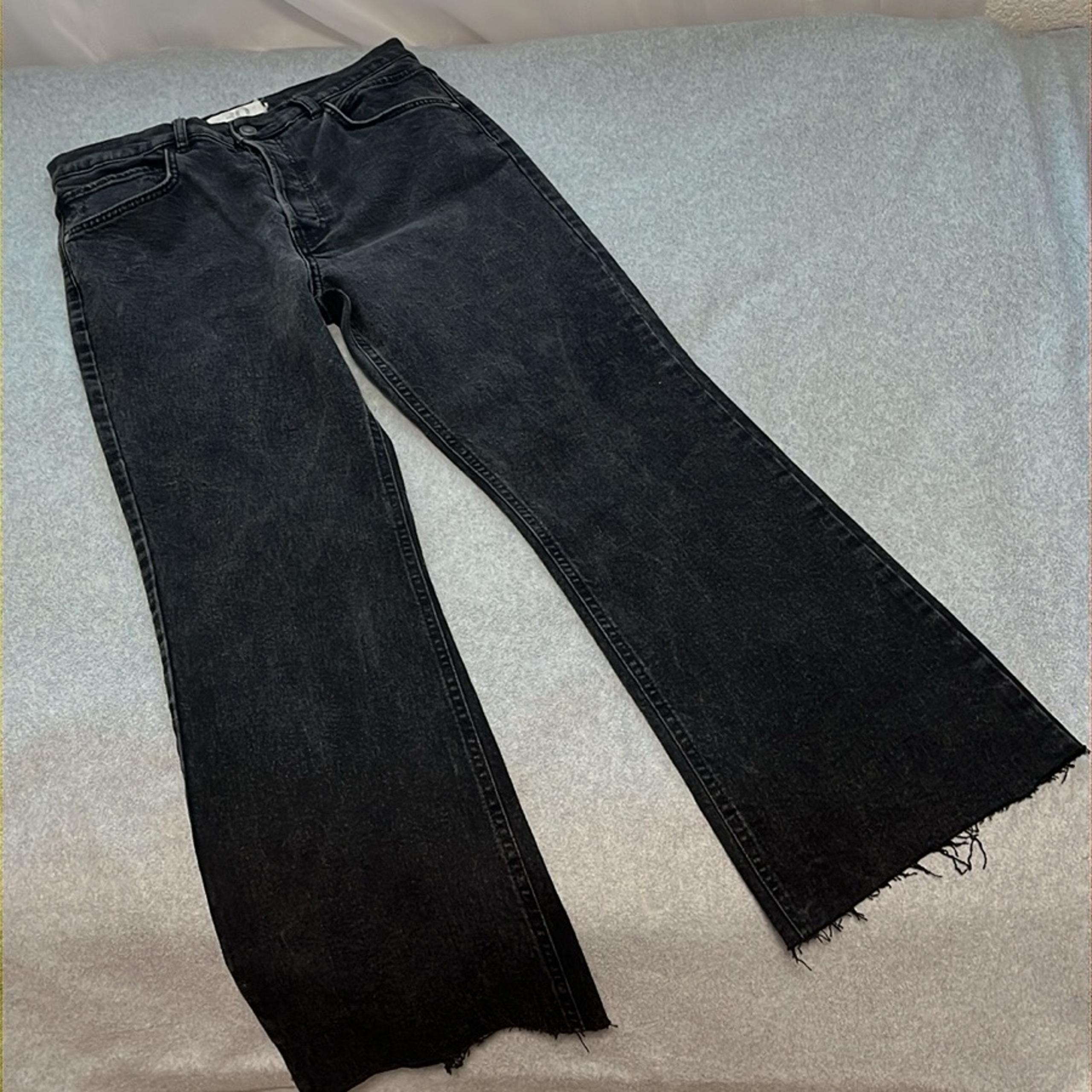 We The Free High Rise Jeans Size 30 Bootcut Black Festival Raw Hem Boho Grunge