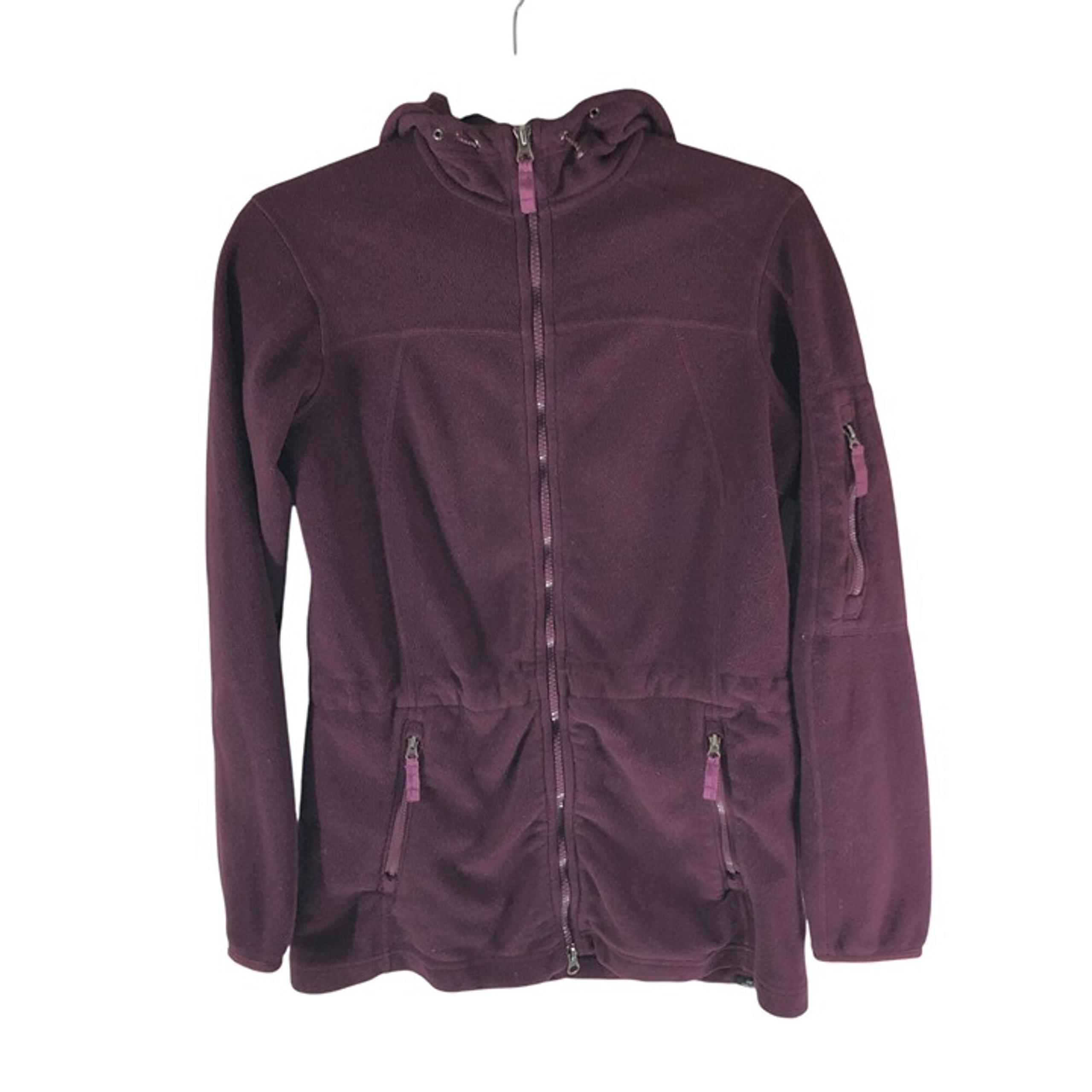 Lands End Womens Fleece Jacket Cinch Waist Full Zip Pockets Purple XS