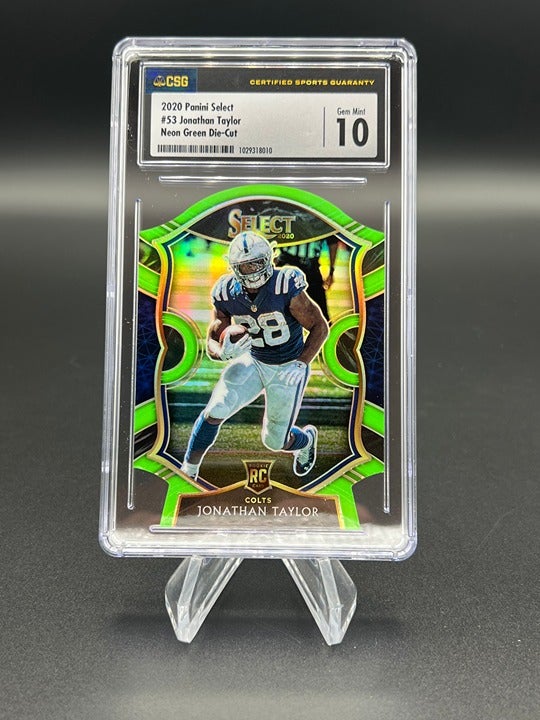Jonathan Taylor 2020 Select Rookie Card Neon Green Die-Cut CSG GEM MINT