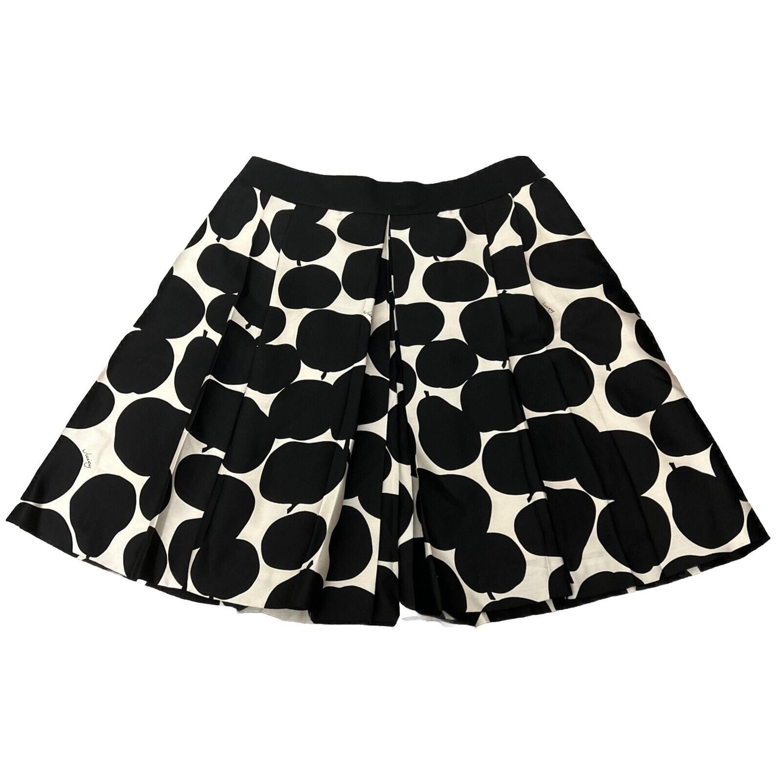 Juicy Couture Womens Silk Black Printed Lined Knee Length A-line Skirt Size 2