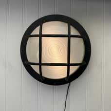 Minispotlight.com 12v 8” Round Caged Light Warm White Haunted House Escape Room