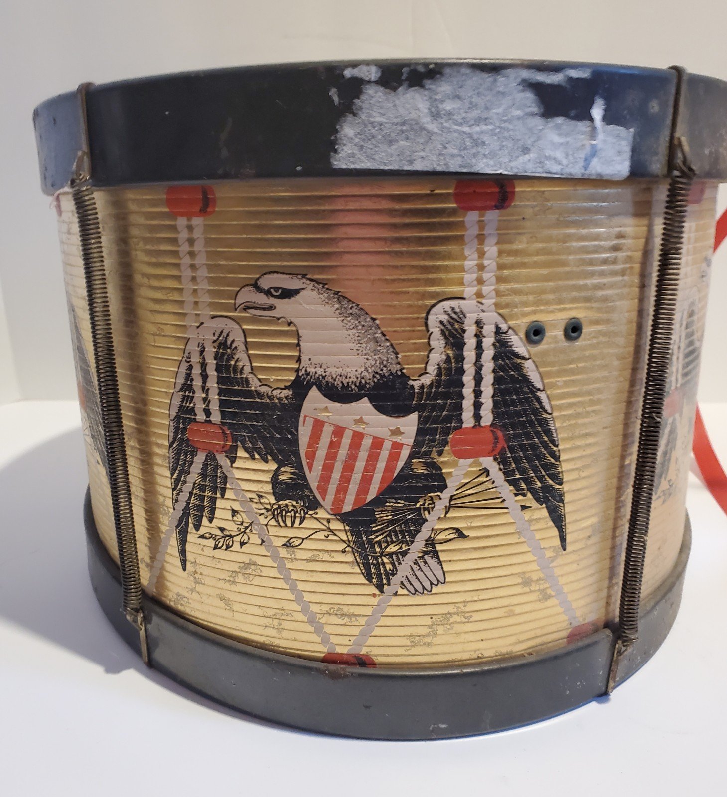 Rare Vintage Emenee American Eagle Toy Drum USA Patriotic Kid's Toy