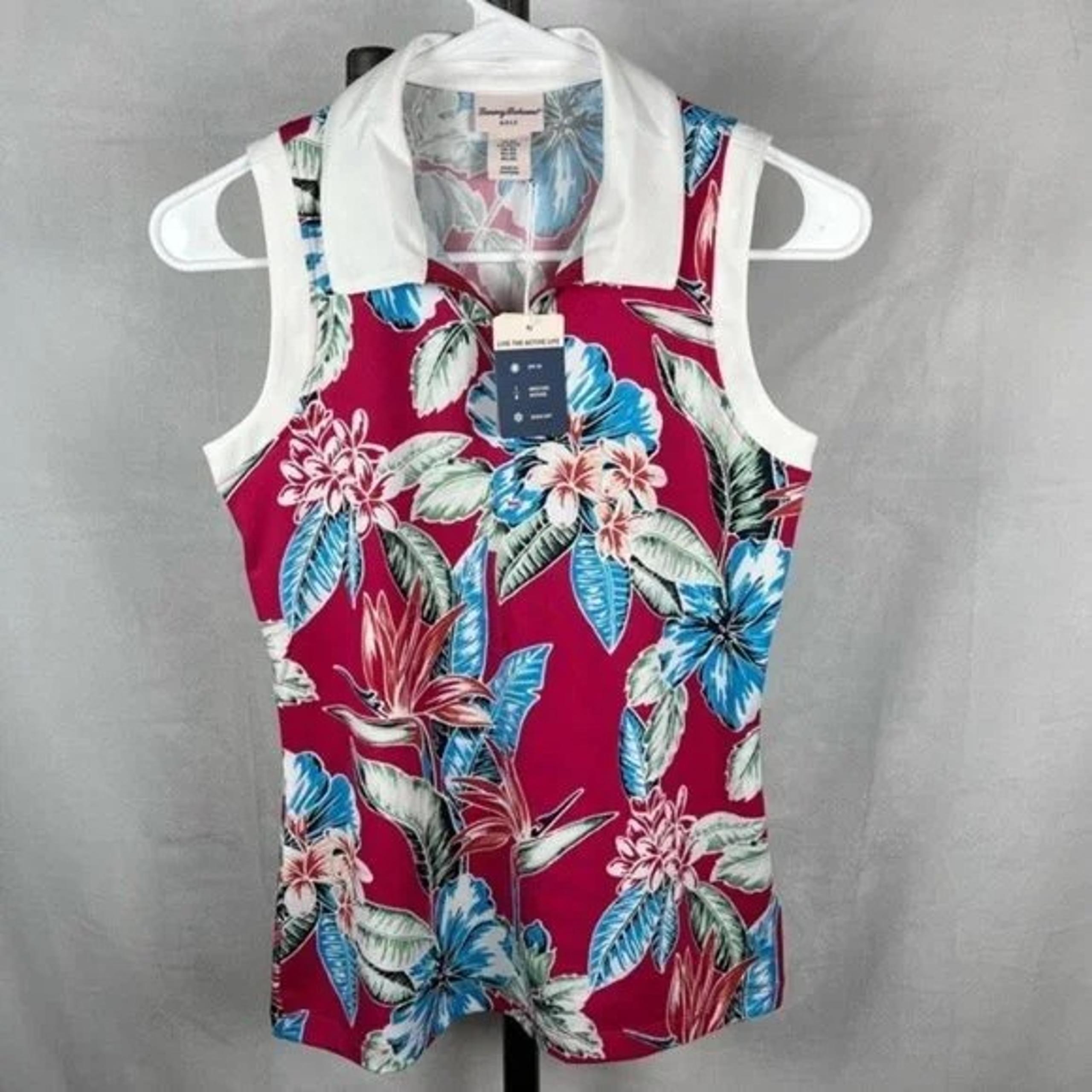 Tommy Bahama Golf Ladies Sleeveless Quarter Zip Floral Polo, Small