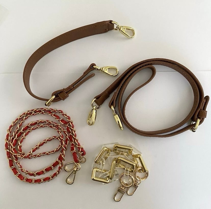 4 Brand New Acrylic/Vegan Leather/Metal Chain Crossbody/Shoulder Bag Strap BS10