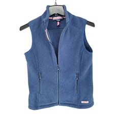 Vineyard Vines by Shep & Ian Fleece Full Zipper Vest Navy Blue Mens Size Small
