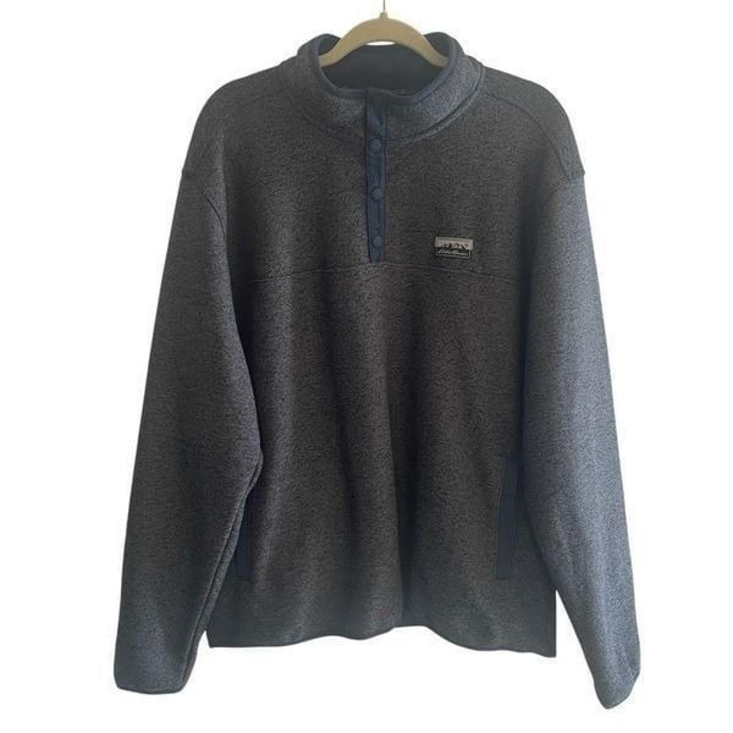 New Eddie Bauer Blue Sweater Fleece Knit Sweatshirt Men’s Size XL Pockets