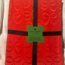 Kate Spade All Wrapped Up Bows Red Christmas Oblong Tablecloth 60 in x 102 in