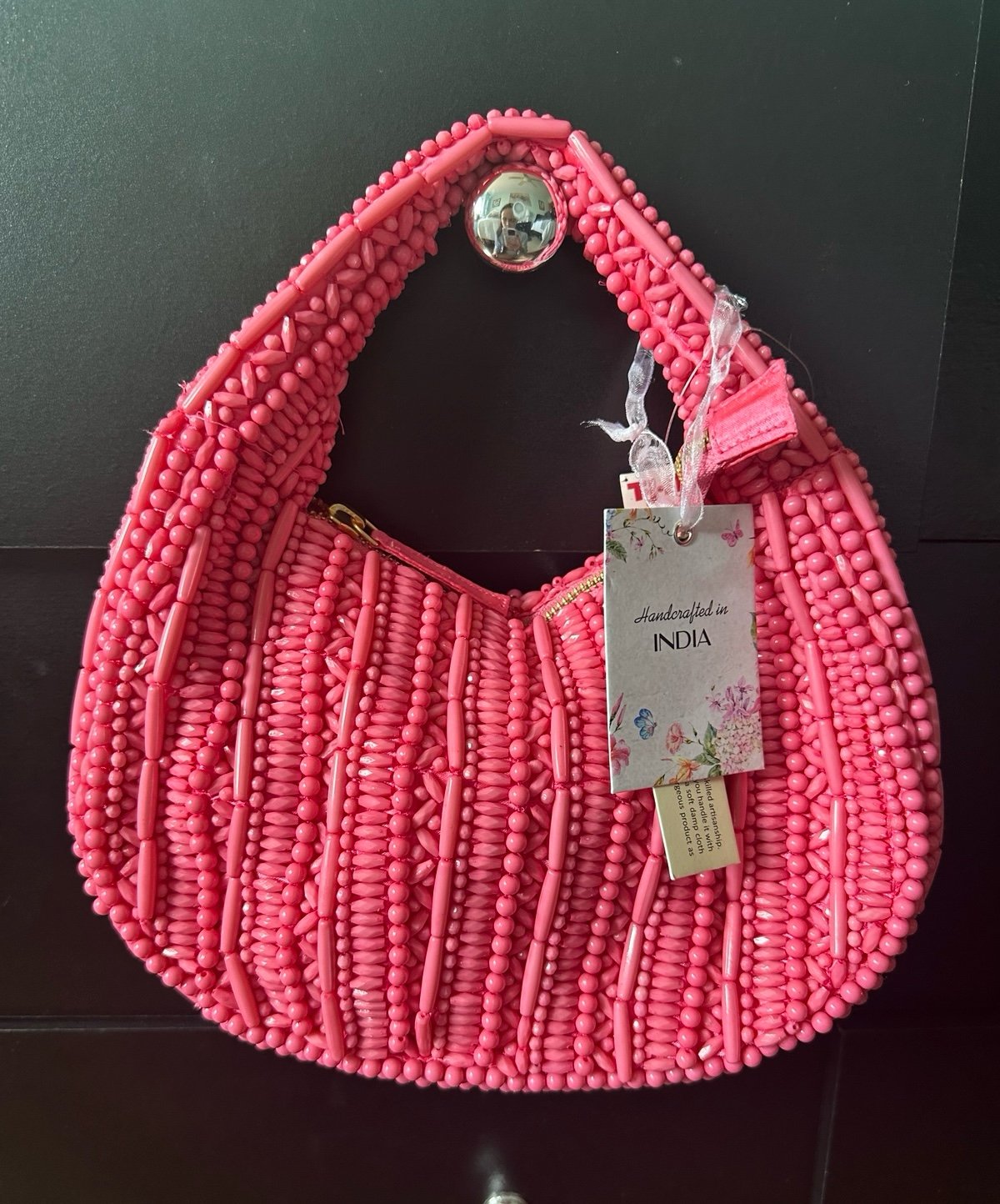 Viral Made in India Pink Beaded bag