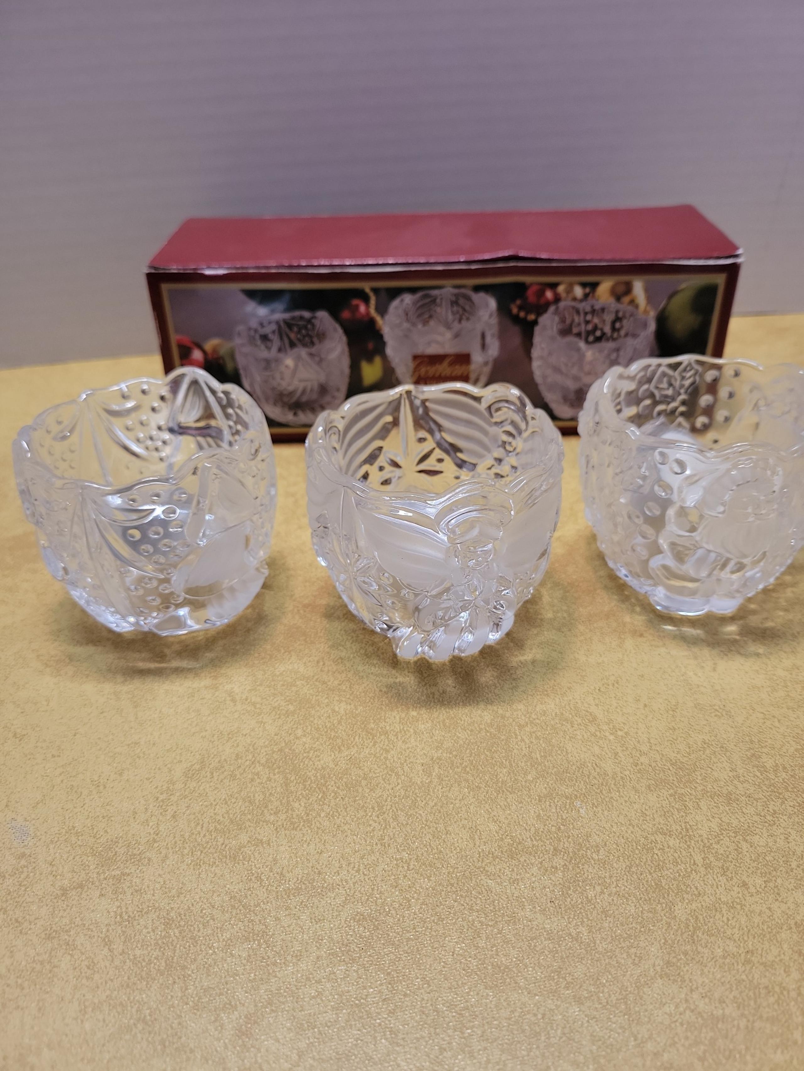 Gorham North Pole Express set of 3 votives including tealights.  SHLF GG