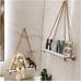 2-Piece Rustic White Wood Shelf Set, Hanging Floating Shelves with 4 Hooks