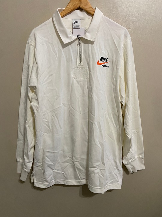 Nike Sportswear Men's Rugby Top 1/4 Zip Polo Shirt White L DX6753-133 100 NEW