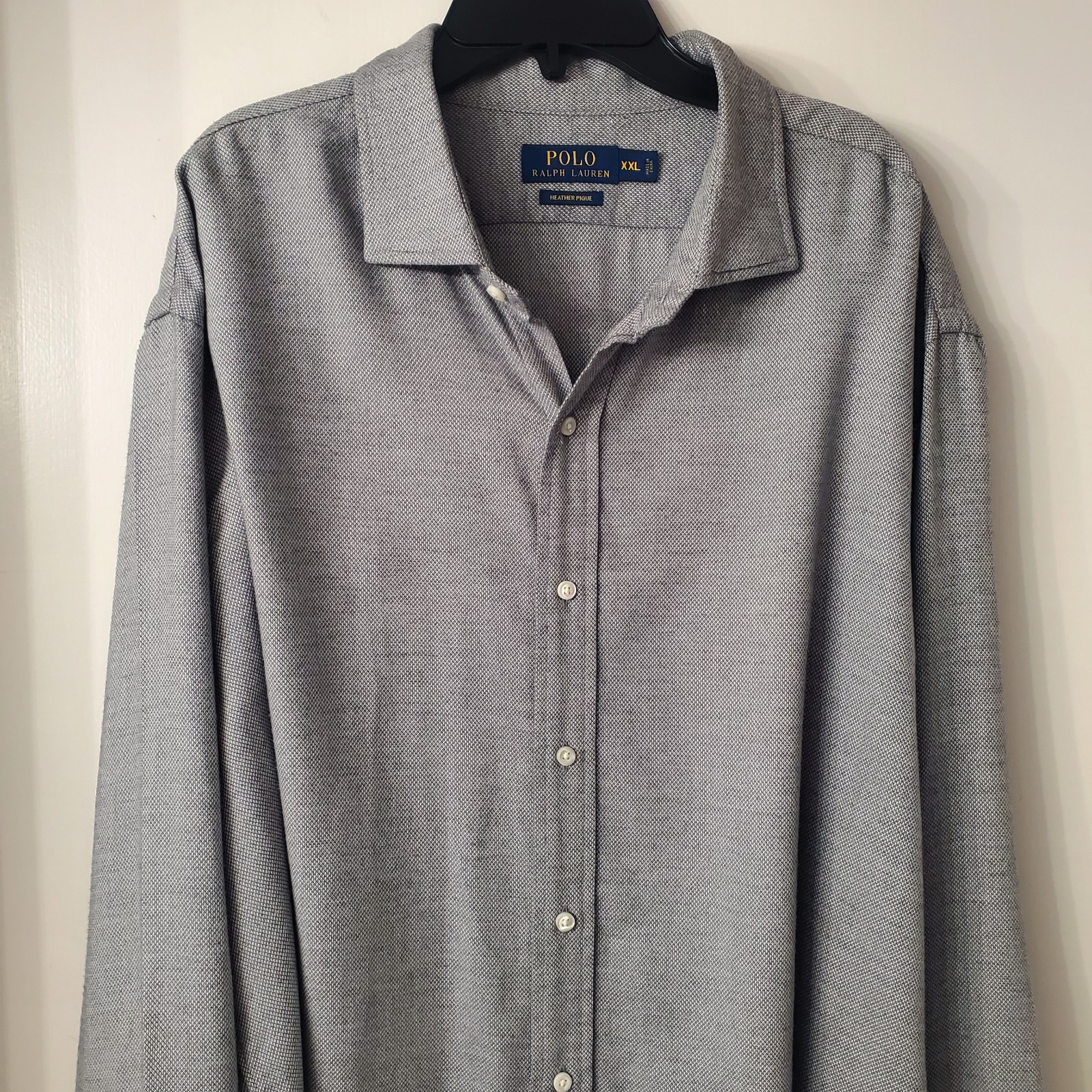 Polo Ralph Lauren long sleeve button-up Shirt Men's XXL Grey Heather Pique New