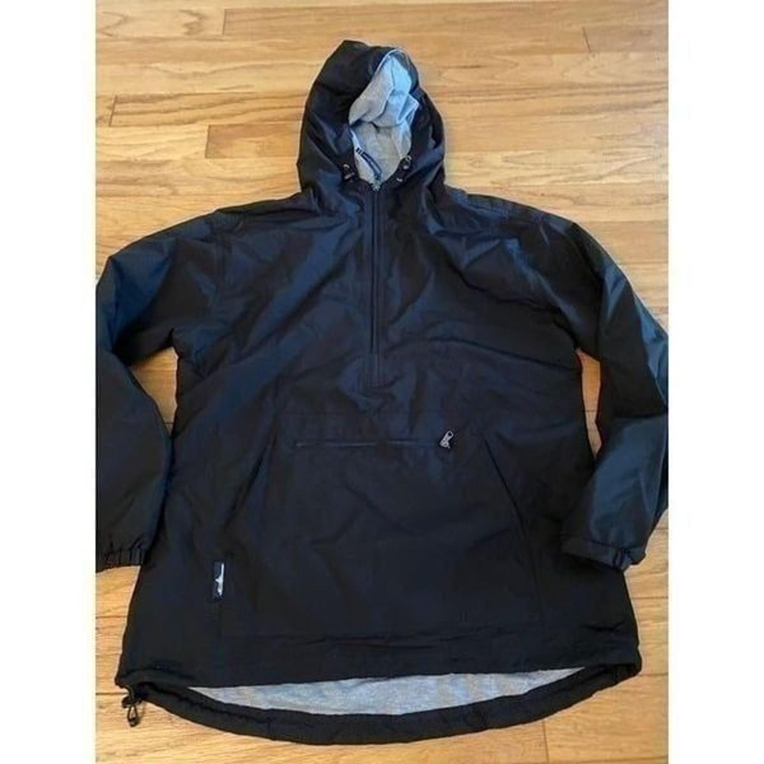 Charles River Apparel Mens Black Waterproof hooded 1/2 zip front pocket jacket M